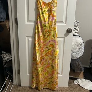 Vibrant Yellow and Pink Maxi Dress